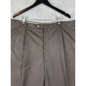 JB Britches Pants Men 44 Regular Brown Wool Pleated Cuffed Made in Italy Winston